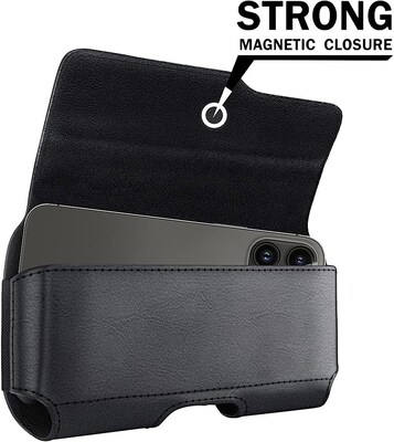 SaharaCase iPhone 14 Pro Max 6.7" Bundle, Holster Case with Tempered Glass Screen and Camera Protector, Black