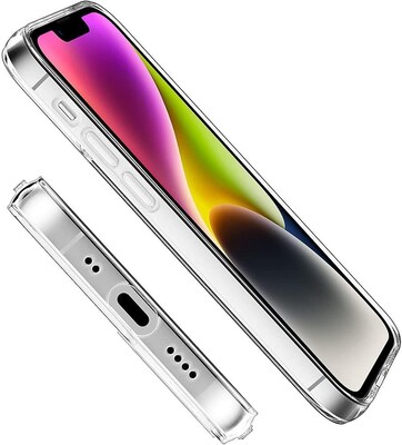 SaharaCase iPhone 14 Plus 6.7" Bundle, Hybrid-Flex Hard Shell Case with Tempered Glass Screen and Camera Protector, Clear