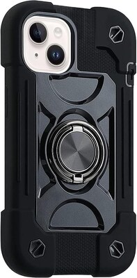 SaharaCase iPhone 14 Plus 6.7" Bundle, DualShock Case with Tempered Glass Screen and Camera Protector, Black