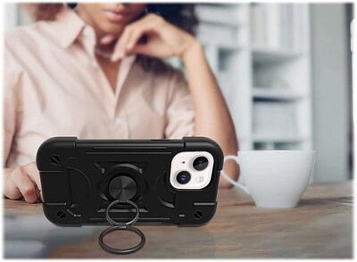 SaharaCase iPhone 14 Plus 6.7" Bundle, DualShock Case with Tempered Glass Screen and Camera Protector, Black