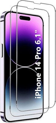 SaharaCase iPhone 14 Pro 6.1" Bundle, Hybrid-Flex Hard Shell Case with Tempered Glass Screen and Camera Protector, Clear