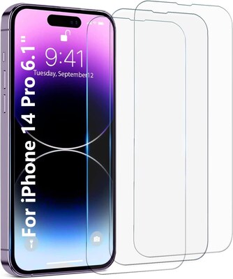 SaharaCase iPhone 14 Pro 6.1" Bundle, Hybrid-Flex Hard Shell Case with Tempered Glass Screen and Camera Protector, Clear