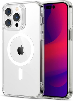 SaharaCase iPhone 14 Pro 6.1" Bundle, Hybrid-Flex Hard Shell Case with Tempered Glass Screen and Camera Protector, Clear