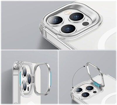 SaharaCase iPhone 14 Pro 6.1" Bundle, Hybrid-Flex Kickstand Case with Tempered Glass Screen and Camera Protector, Clear