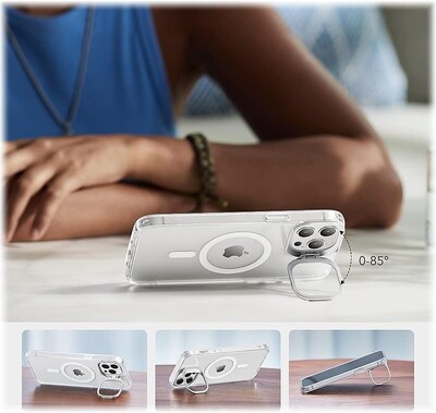 SaharaCase iPhone 14 Pro 6.1" Bundle, Hybrid-Flex Kickstand Case with Tempered Glass Screen and Camera Protector, Clear