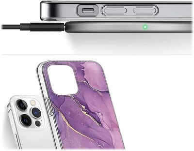 SaharaCase iPhone 14 Pro 6.1" Bundle, Series Case with Tempered Glass Screen and Camera Protector, Purple Marble