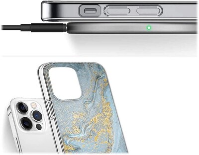 SaharaCase iPhone 14 Pro 6.1" Bundle, Series Case with Tempered Glass Screen and Camera Protector, Blue Marble