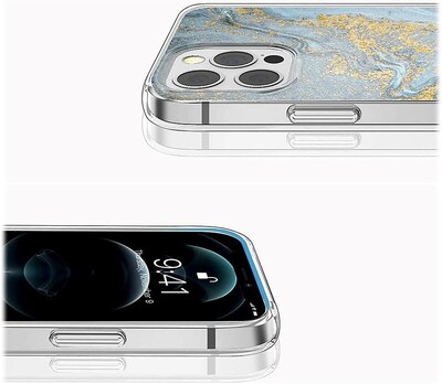 SaharaCase iPhone 14 Pro Max 6.7" Bundle, Series Case with Tempered Glass Screen and Camera Protector, Blue Marble