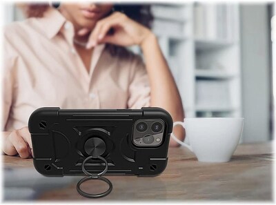 SaharaCase iPhone 14 Pro Max 6.7" Bundle, DualShock Series Case with Tempered Glass Screen and Camera Protector, Black