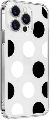 SaharaCase iPhone 14 Pro Max Bundle: Polkadot Hybrid-Flex Hard Shell Case, Tempered Glass Screen + Camera Protector, Multicolor