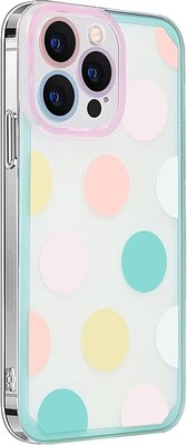 SaharaCase iPhone 14 Pro Max Bundle: Polkadot Hybrid-Flex Hard Shell Case, Tempered Glass Screen + C
