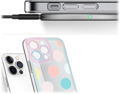 SaharaCase iPhone 14 Pro Max Bundle: Polkadot Hybrid-Flex Hard Shell Case, Tempered Glass Screen + Camera Protector, Multicolor