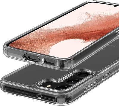 SaharaCase Samsung Galaxy S23 Bundle, Hybrid-Flex Hard Shell Case with Tempered Glass Screen and Camera Protector, Clear