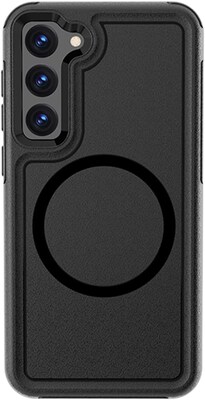 SaharaCase Samsung Galaxy S23 Bundle, Armor Series Hard Shell Case with Tempered Glass Screen and Camera Protector, Black