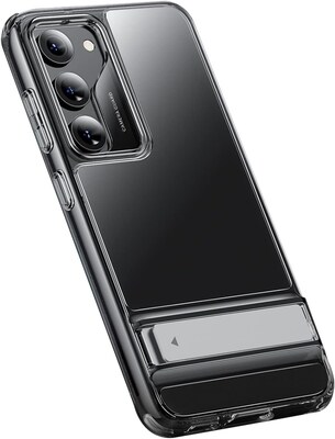 SaharaCase Samsung Galaxy S23 Bundle, AirShield Boost Kickstand Case with Tempered Glass Screen and Camera Protector, Clear