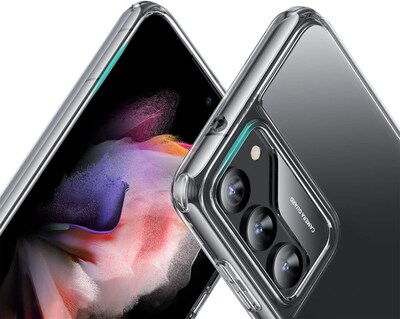 SaharaCase Samsung Galaxy S23 Bundle, AirShield Boost Kickstand Case with Tempered Glass Screen and Camera Protector, Clear