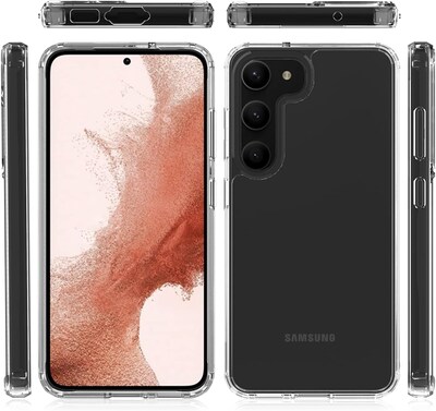 SaharaCase Samsung Galaxy S23+ Bundle, Hybrid-Flex Hard Shell Case with Tempered Glass Screen and Camera Protector, Clear