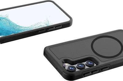 SaharaCase Samsung Galaxy S23+ Bundle, Armor Series Hard Shell Case with Tempered Glass Screen and Camera Protector, Black