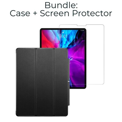 SaharaCase Apple iPad Pro 11 (3rd Gen & 4th Gen) Protection Bundle, Folio Case with Tempered Glass Screen, Black