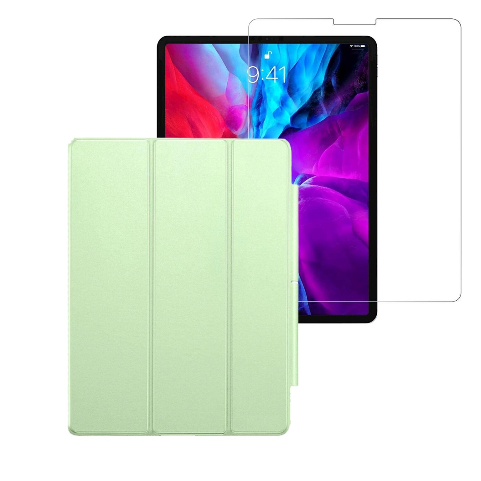 SaharaCase iPad Pro 11 (3rd Gen 2021 & 4th Gen 2022) Protection Bundle, Folio Case with Tempered Glass Screen Lemon Lime