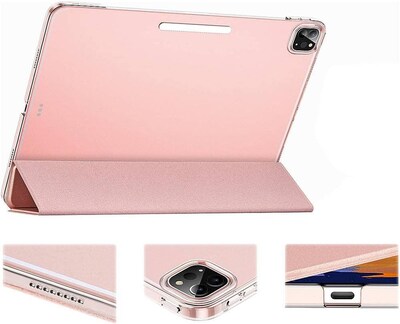 SaharaCase Apple iPad Pro 11" (3rd Gen & 4th Gen) Protection Bundle, Folio Case with Tempered Glass Screen, Rose Gold