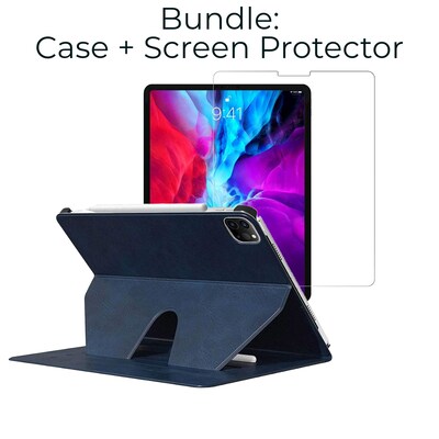 SaharaCase iPad Pro 11 (3rd Gen 2021 & 4th Gen) Protection Bundle, Multi-Angle Case with Tempered Glass Screen, Dark Blue