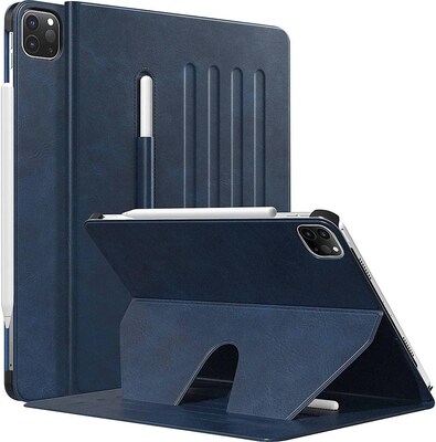 SaharaCase iPad Pro 11" (3rd Gen 2021 & 4th Gen) Protection Bundle, Multi-Angle Case with Tempered Glass Screen, Dark Blue