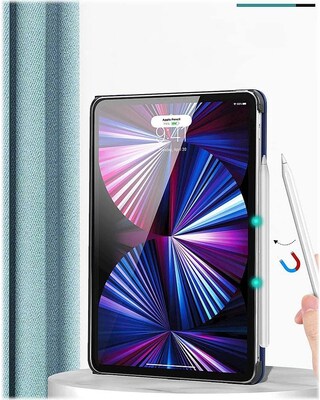 SaharaCase iPad Pro 11" (3rd Gen 2021 & 4th Gen) Protection Bundle, Multi-Angle Case with Tempered Glass Screen, Dark Blue