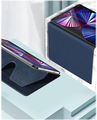 SaharaCase iPad Pro 11" (3rd Gen 2021 & 4th Gen) Protection Bundle, Multi-Angle Case with Tempered Glass Screen, Dark Blue