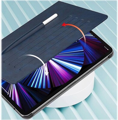 SaharaCase iPad Pro 11" (3rd Gen 2021 & 4th Gen) Protection Bundle, Multi-Angle Case with Tempered Glass Screen, Dark Blue