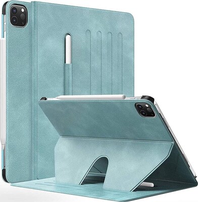 SaharaCase Apple iPad Pro 11" (3rd Gen 2021 & 4th Gen 2022) Protection Bundle, Multi-Angle Case with Tempered Glass Screen, Aqua