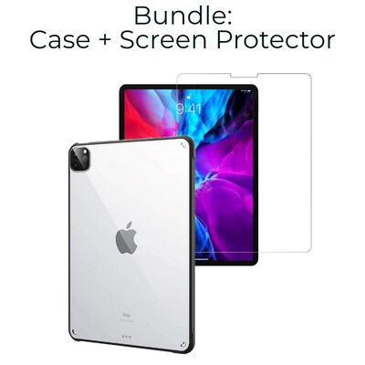 SaharaCase Apple iPad Pro 11 (3rd Gen & 4th Gen) Protection Bundle, Hard Shell Case with Tempered Glass Screen, Clear/Black