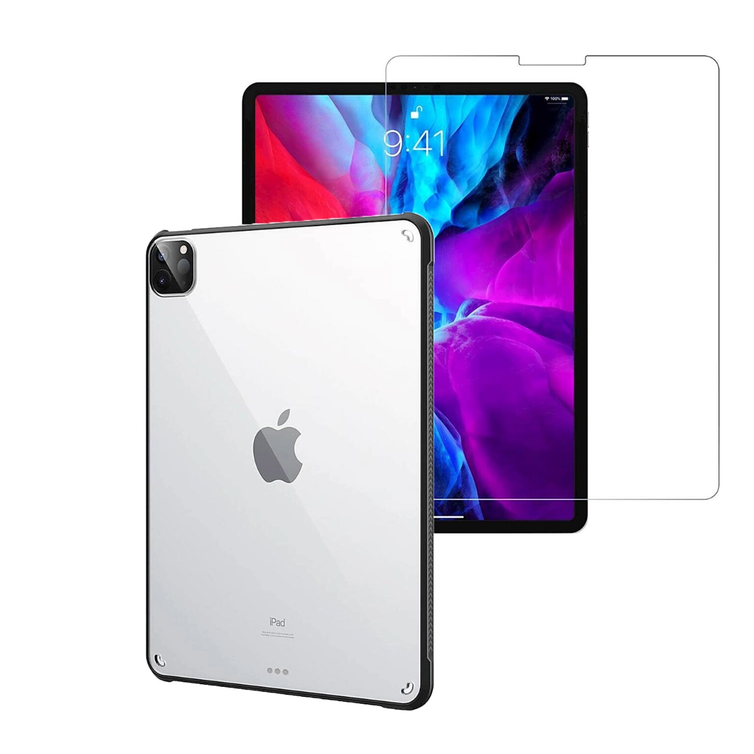 SaharaCase Apple iPad Pro 11 (3rd Gen & 4th Gen) Protection Bundle, Hard Shell Case with Tempered Glass Screen, Clear/Black