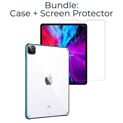 SaharaCase iPad Pro 11 (3rd Gen 2021 & 4th Gen 2022) Protection Bundle, Hard Shell Case with Tempered Glass Screen, Clear Blue