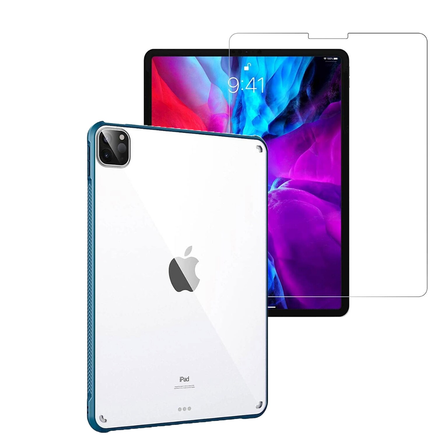 SaharaCase iPad Pro 11 (3rd Gen 2021 & 4th Gen 2022) Protection Bundle, Hard Shell Case with Tempered Glass Screen, Clear Blue