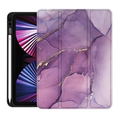 SaharaCase Apple iPad Pro 11" (3rd Gen 4th Gen) Protection Bundle, Marble Folio Case with Tempered Glass Screen, Purple