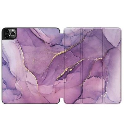 SaharaCase Apple iPad Pro 11" (3rd Gen 4th Gen) Protection Bundle, Marble Folio Case with Tempered Glass Screen, Purple