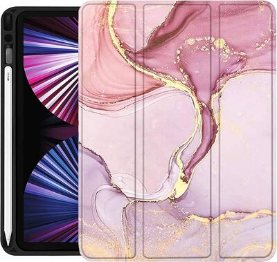 SaharaCase Apple iPad Pro 11" (3rd Gen 2021 & 4th Gen 2022) Protection Bundle, Case with Tempered Glass Screen, Pink Marble