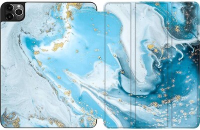 SaharaCase Apple iPad Pro 11" (3rd Gen 2021 & 4th Gen 2022) Protection Bundle, Folio Case, Tempered Glass Screen, Blue Marble