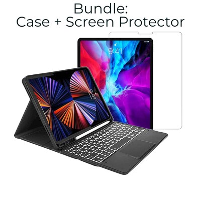 SaharaCase Apple iPad Pro 11 (3rd Gen & 4th Gen) Protection Bundle, Keyboard Case with Tempered Glass Screen, Black