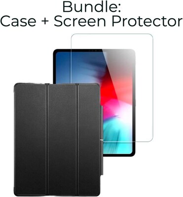 SaharaCase Apple iPad Pro 12.9 (4th,5th,6th Gen 2020-2022) Protection Bundle, Folio Case with Tempered Glass Screen, Black