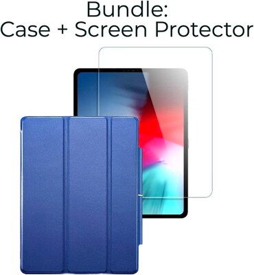 SaharaCase Apple iPad Pro 12.9 (4th,5th,6th 2020-2022) Protection Bundle, Folio Case with Tempered Glass Screen, Blue