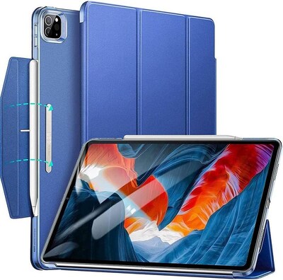 SaharaCase Apple iPad Pro 12.9" (4th,5th,6th 2020-2022) Protection Bundle, Folio Case with Tempered Glass Screen, Blue