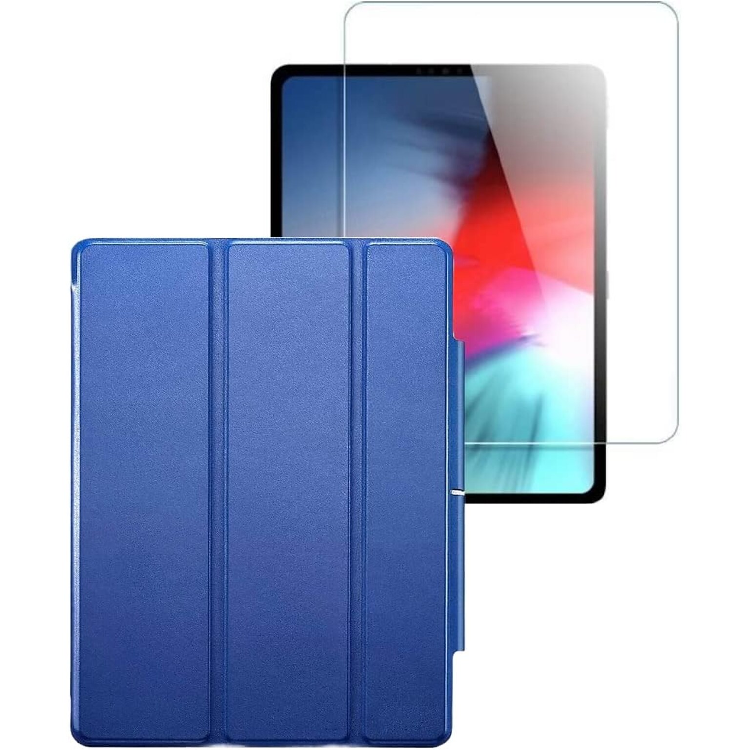 SaharaCase Apple iPad Pro 12.9 (4th,5th,6th 2020-2022) Protection Bundle, Folio Case with Tempered Glass Screen, Blue