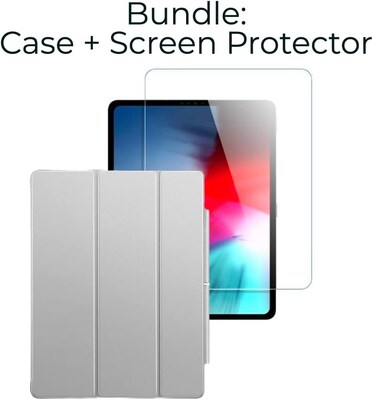 SaharaCase Apple iPad Pro 12.9 (4th,5th,6th Gen 2020-2022) Protection Bundle, Folio Case with Tempered Glass Screen, Gray