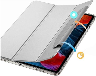 SaharaCase Apple iPad Pro 12.9" (4th,5th,6th Gen 2020-2022) Protection Bundle, Folio Case with Tempered Glass Screen, Gray