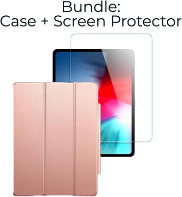 SaharaCase Apple iPad Pro 12.9 (4th,5th, 6th Gen 2020-2022) Protection Bundle, Case with Tempered Glass Screen, Rose Gold