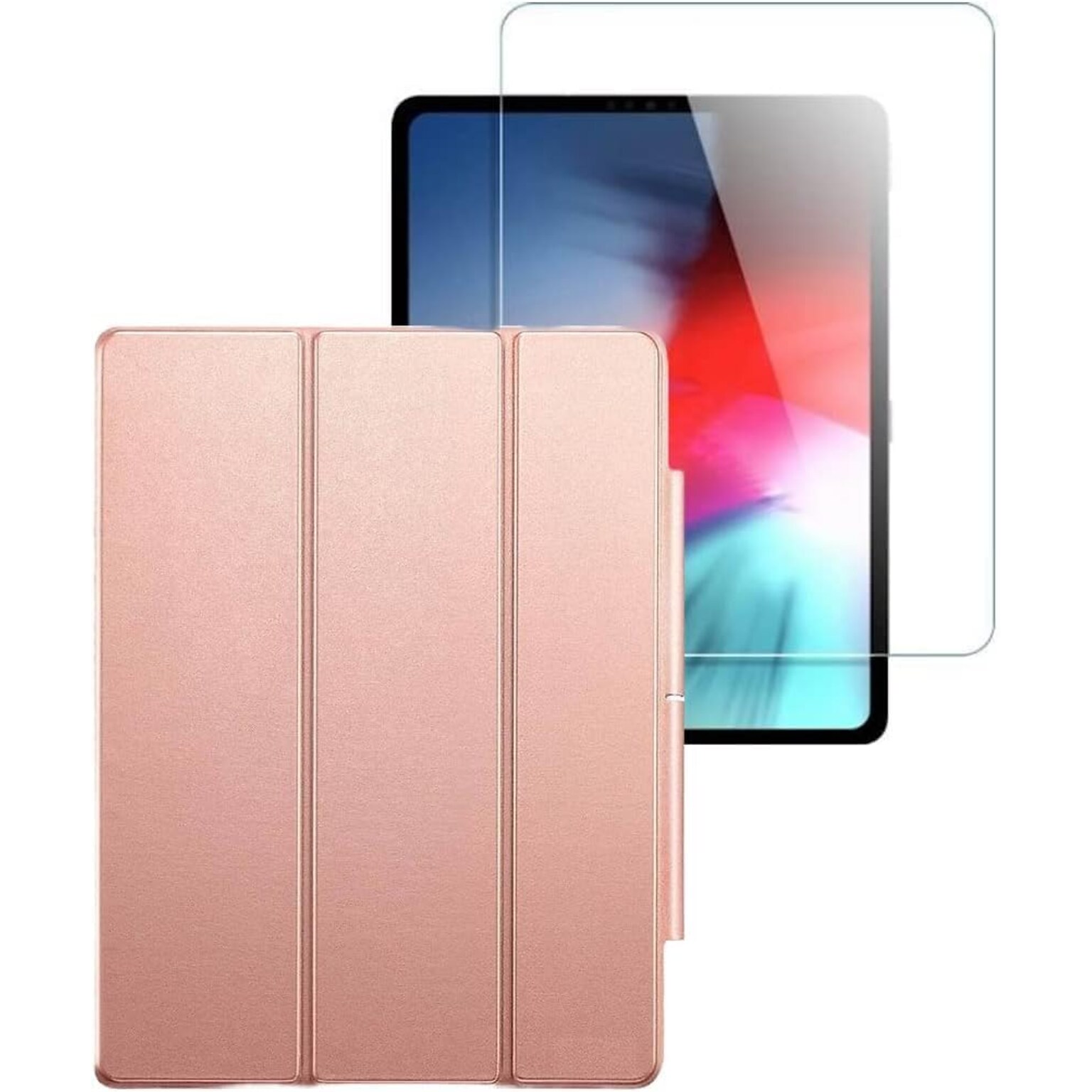 SaharaCase Apple iPad Pro 12.9 (4th,5th, 6th Gen 2020-2022) Protection Bundle, Case with Tempered Glass Screen, Rose Gold