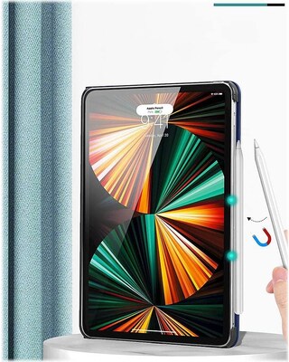 SaharaCase Apple iPad Pro 12.9" (4th,5th,6th 2020-2022) Protection Bundle, Folio Case with Tempered Glass Screen, Dark Blue