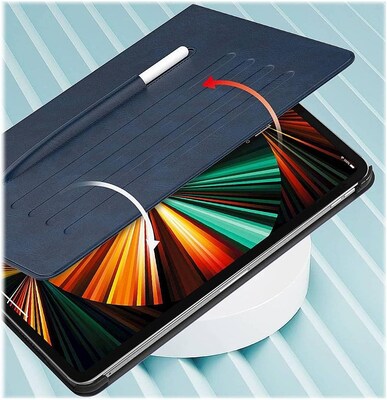 SaharaCase Apple iPad Pro 12.9" (4th,5th,6th 2020-2022) Protection Bundle, Folio Case with Tempered Glass Screen, Dark Blue